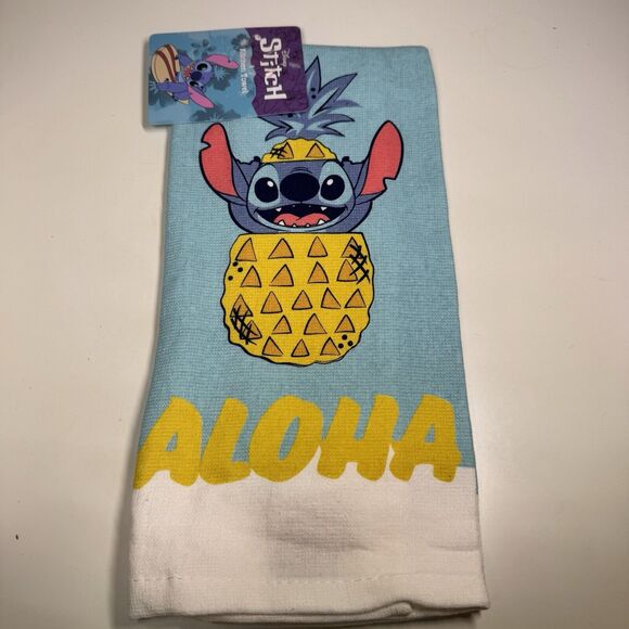 Disney Lilo Stitch 2-pk Kitchen Towel Set Aloha Hawaii Pineapple Fun Cute New - Picture 3 of 5